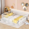 Queen-Size Metal Bed Frame with Enclosing Fence and Door Design - 3 of 4
