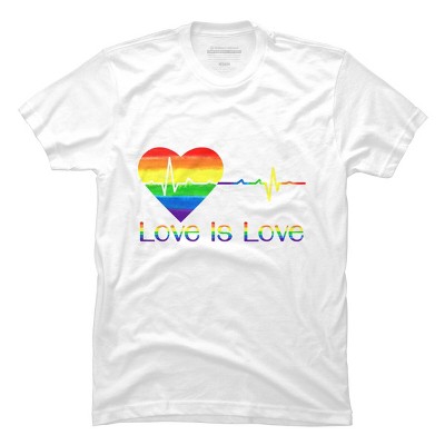 Adult Design By Humans Pride Love is Love Heartbeat By WinterJJ T-Shirt