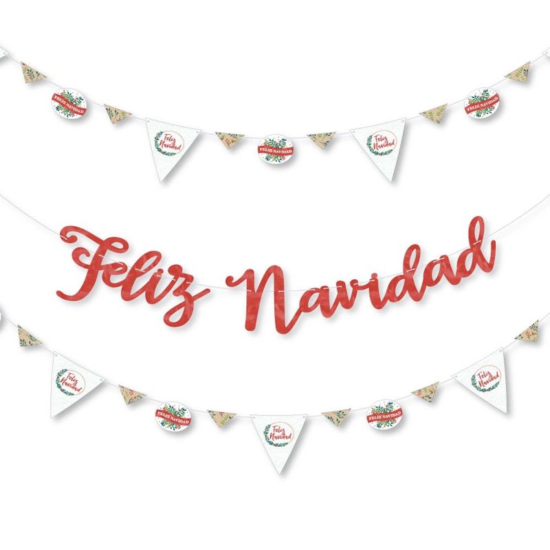 Big Dot of Happiness Feliz Navidad - Holiday and Christmas Party Letter Banner Decoration - 36 Banner Cutouts and Feliz Navidad Banner Letters, 1 of 7