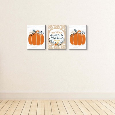 Grateful and Blessed Pumpkin Wall Art Set, 10 x 7.5 Inches