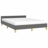 vidaXL Queen Bed Frame with Headboard, Dark Gray Fabric Upholstery, Durable Supportive Legs and Plywood slats - 2 of 4