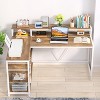PAGED L-Shaped Computer Desk, Stylish Corner Desk with Monitor Riser, Drawers, and Storage Shelves for Living Room - 3 of 4