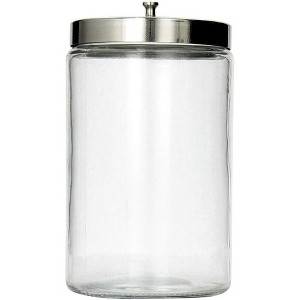 Mabis Decorative Glass Apothecary Jar with Metal Lid, 4.1x3.9x7" – Stylish Storage for Kitchen or Bathroom - 1 of 4