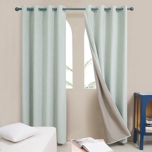 Deconovo 2 Panels Solid Color Full Blackout Curtain with White Grommet, No Tiebacks - 1 of 4