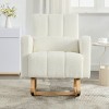 Teddy Rocking Chair with Pillow,Plush Accent Rocking Chair for Living Room Comfort,Modern Rocking Chair with Natural Wood Base-Koiai - 2 of 4