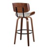 30" Mid-Century Modern Fixed-Height Swivel Barstool with Light Faux Leather and Natural Wood, Set of 2 - 4 of 4