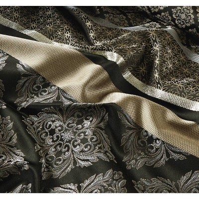 California King Black and Gold Jacquard 7-Piece Comforter Set