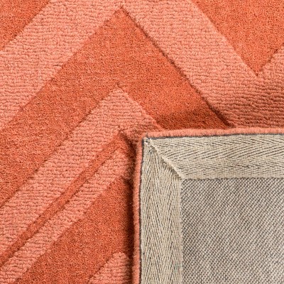 Peach Chevron Hand-Tufted Wool Area Rug, 5' x 8'