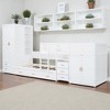 Twin Size Displaced Bunk Bed with Pull-Out Trundle, Wardrobe, Desk, 5 Drawers, 2 Cabinets, and Storage Shelves - 2 of 4