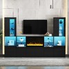 111" TV Stand with 34.2" Electric Fireplace, LED Lights, Sideboard Cabinet with Tempered Glass Shelves and App-Controlled Lighting - 2 of 4