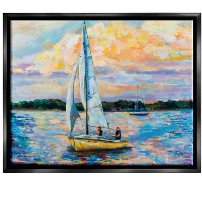 Stupell Industries Vivid Nautical Sailboat LandscapeFloater Canvas Wall Art