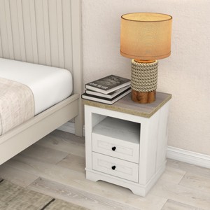 Accent Cabinet Farmhouse Style with Drawers for Living Room 18.78"W Storage Nightstand - 3irtyhousy - 1 of 4