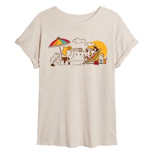Women's - Peanuts - Girls Beach Day Oversized Graphic T-Shirt - 1 of 4