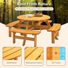 Dexmalle 8-person Round Wooden Picnic Table Outdoor Table w/ Umbrella Hole & Benches - 3 of 4
