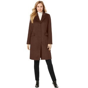Jessica London Women's Plus Size Notch Collar Wool Coat - 1 of 4