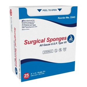 Dynarex Sterile Gauze Sponge Pads 12-Ply 3" x 3", 25 Count - 1 of 3