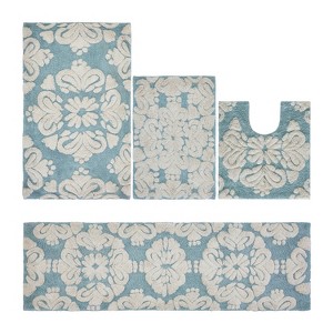 Medallion Collection 4 Piece 100% Cotton Tufted Bathroom Rug Set  with Non-Slip Backing, Machine Washable, Tumble Dry Bath Mat - 1 of 4
