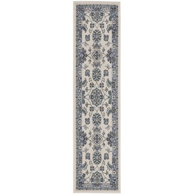 Nourison Essentials Floral Persian Indoor Outdoor Rug Ivory Blue 2'2