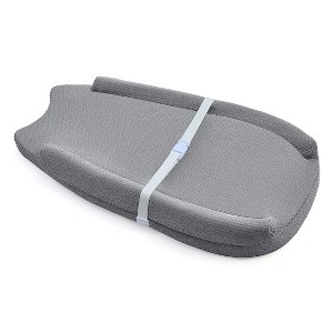 BabyBond Baby Changing Pad with Removable & Washable Cover, Waterproof Lining Contoured Changing Table Pad Portable with Non-Slip Bottom, Gray - 1 of 4