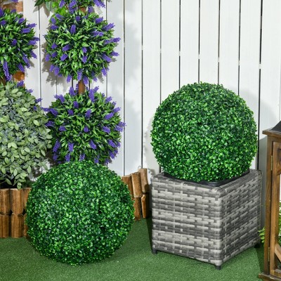 15.75" Green Artificial Boxwood Topiary Balls, Set of 2