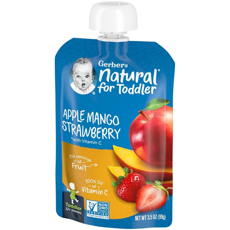 Gerber Toddler Apple Mango &#38; Strawberry Fruit Squeezable Puree - 3.5oz, 3 of 6