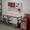 Adjustable Workbench with Power Outlets Wheels and Solid Wood Top Heavy-Duty Steel Frame 60in -3irtyhousy - 3 of 4