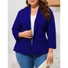 MISSKY Women's Plus Size Casual Open Front Work Office Jackets Blazer Blazers with Pockets - 2 of 4