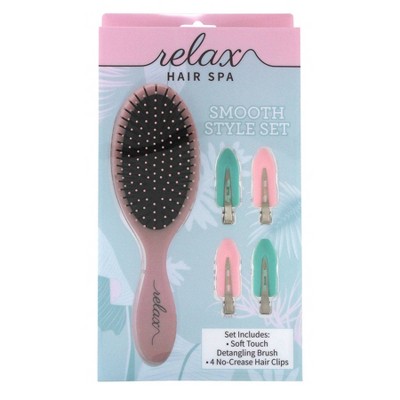 Swissco Smooth Style Set with Oval Hair Brush and No-Crease Clips - 5pc