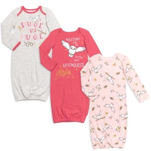 Harry Potter Hedwig Owl Baby Girls 3 Pack Sleeper Gown Newborn to Infant  - 1 of 4