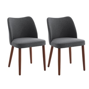 Linen Dining Chair Set, Upholstered Fabric Kitchen Chairs with Wood Legs, Wing Backrest, Thick Cushions, Leveling Feet. for Dining Room, Living Room - 1 of 4