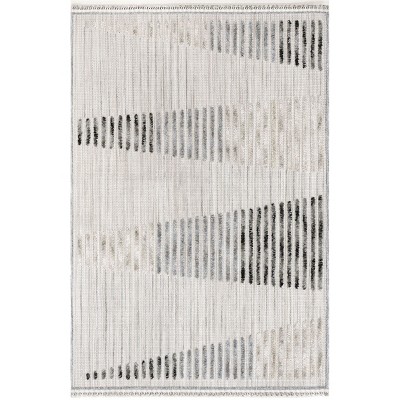 Nuloom Maira Abstract Textured Striped Indoor Area Rug Color Light Gray Size 5' x 8'