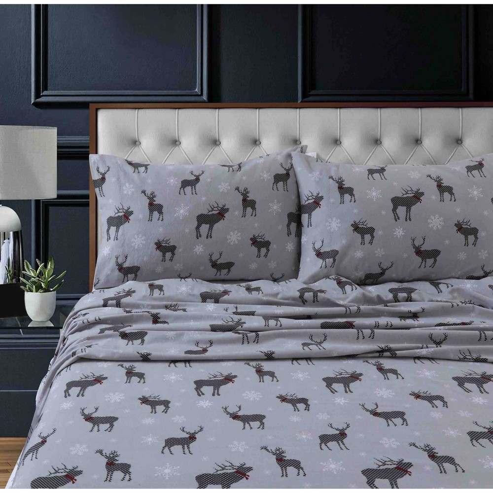 Photos - Bed Linen Queen Printed Pattern Extra Deep Pocket Heavyweight Flannel Sheet Set Chec