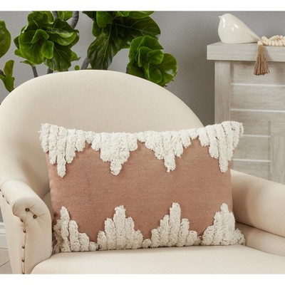 Tufted Beige and White Cotton Decorative Pillow Cover