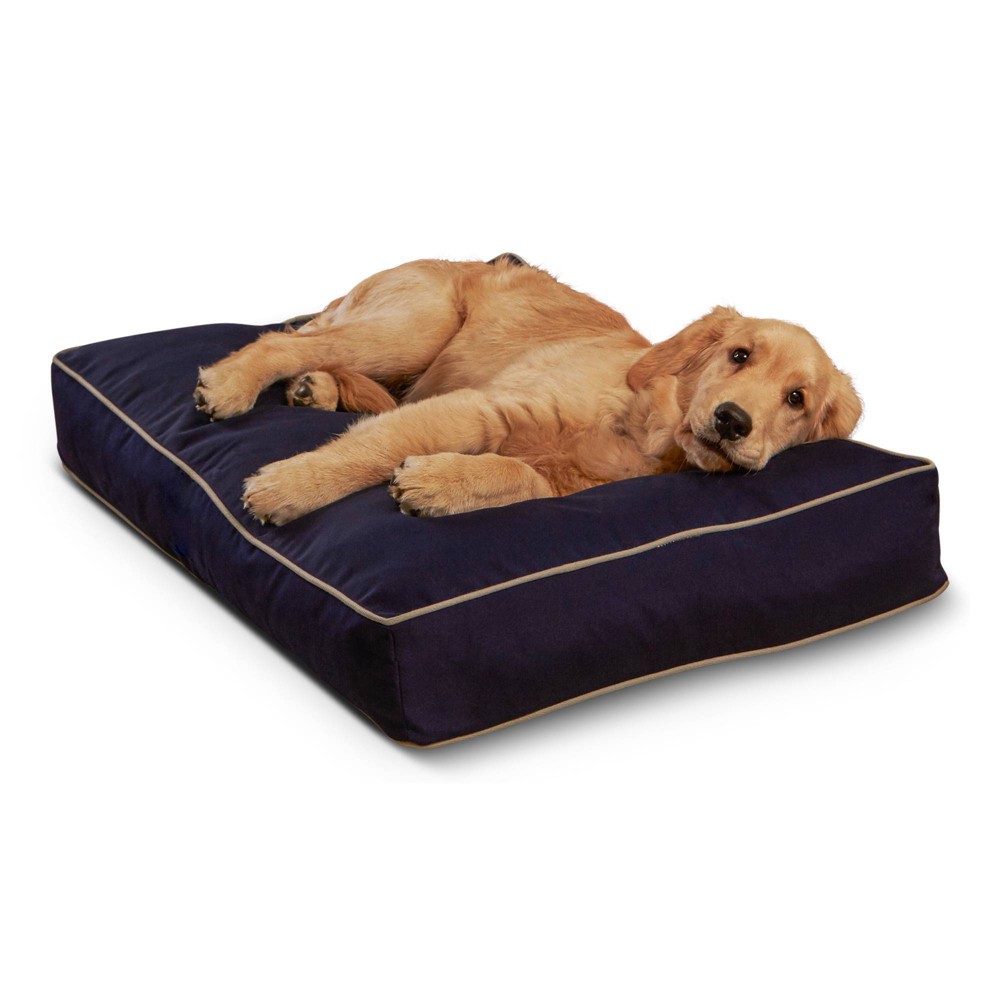 Kensington Garden Casey Rectangle Indoor and Outdoor Pillow Dog Bed - S - Navy