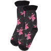 Memoi Women's Rosie Chenille Cuff Embroidered Flower Crew Socks Charcoal 9-11 - 3 of 4