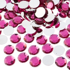 John Bead 400-Piece 12mm (SS50) Fuchsia Acrylic Round Flat Back Rhinestones - 1 of 4