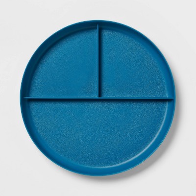Image of 7.3" Plastic Divided Kids' Plate Blue - Pillowfort™
