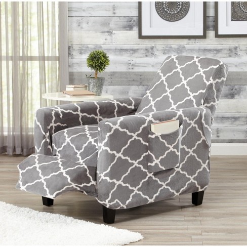 Great Bay Home Stretch Printed Velvet Plush Washable Recliner