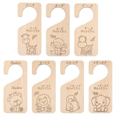 Image of Wooden Baby Closet Dividers 7PCS Double Side Baby Clothes Closet Organizer Hangers from Newborn to 24 Months for Nursery Decor
