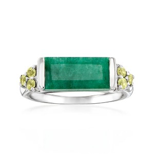 Ross-Simons 2.60 Carat Emerald and .10 ct. t.w. Peridot Ring in Sterling Silver - 1 of 4