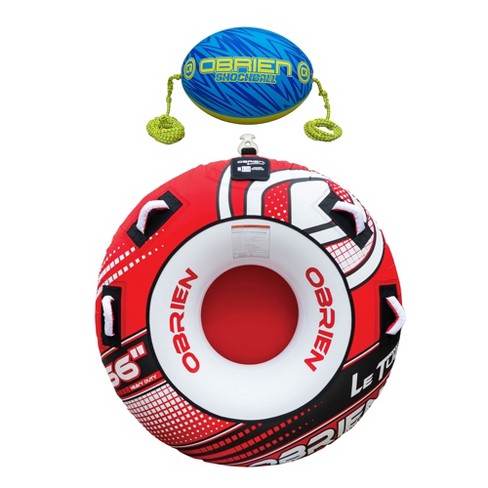 O'brien 66 Inch Le Tube Towable W/ Lightning Valve, Red And Oval Shock Ball  & Towable Tube Rope Float W/ Lightning Valve, Blue : Target