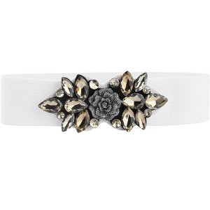 INSPIRE CHIC Women's Elastic Stretchy Vintage Elegant Rose Flower Rhinestone Belt - 1 of 4