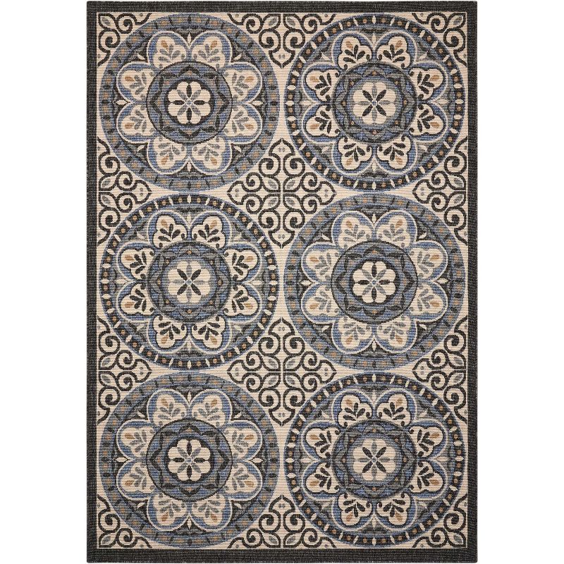 Nourison Caribbean CRB15 Ivory/Charcoal Indoor/Outdoor Area Rug, 1 of 6