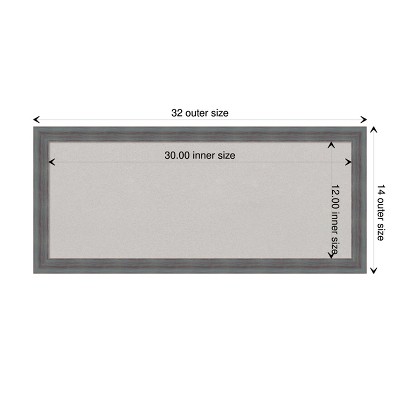 Dixie Blue Grey Rustic Framed Cork Board 32x14