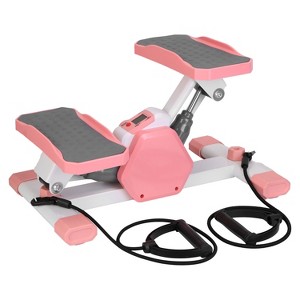 iMountek "Mini Stepper with Resistance Bands & Digital Timer, Max 330.7LBS, Quiet Home Workout Machine" PinkGrey - 1 of 4