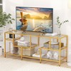 Tangkula 58" TV Stand for TVs up to 65" w/ Tempered Glass Shelves TV Console Table - 2 of 4