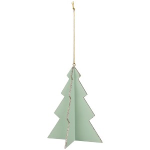 Northlight 3D Tree With Silver Glitter Wooden Christmas Ornament - 5.25" - Green - 1 of 4