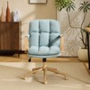 Karl Home  Upholstered Armchair Ergonomic Home Office Chair with Adjustable Height  Swivel Rolling Wheels Accent Vanity Chair for Living Room In Blue - 2 of 4