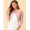 INSPIRE CHIC Women's Solid Open Front Curved Hem Stretchy Fabric Crop Bolero Shrug - 2 of 4