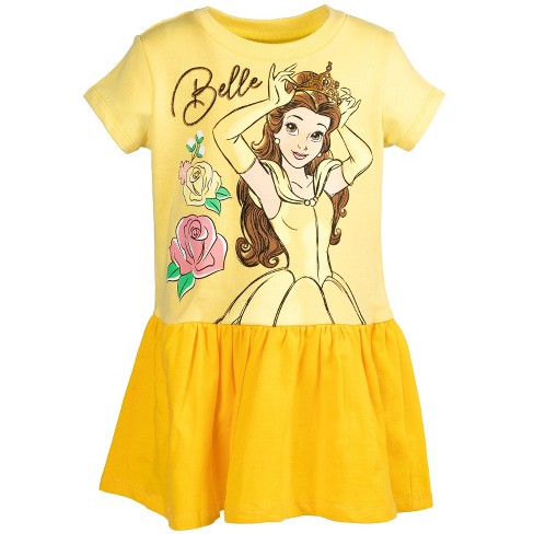 Disney Princess Belle Toddler Girls French Terry Dress Princess Belle Yellow 2t Target